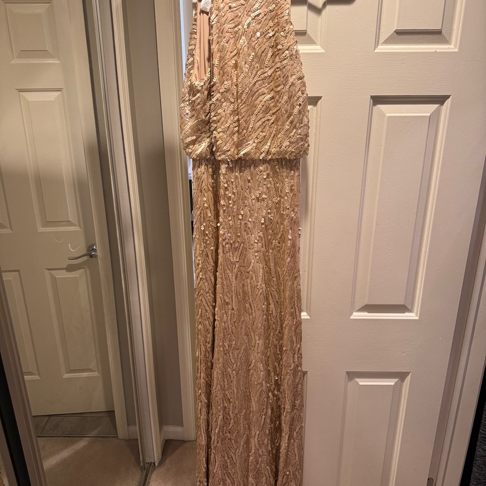 Donna Morgan Gold Sequin Wedding Dress